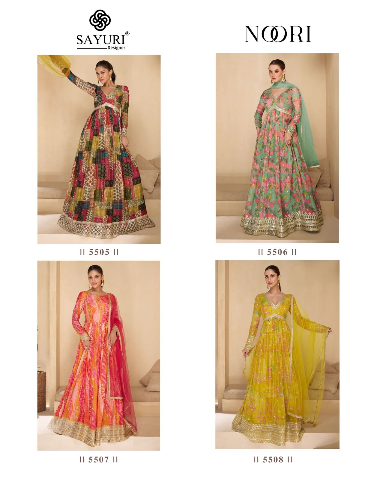 Sayuri Designer Noori Real Georgette Wholesale Designer Gown with Dupatta Catalog — Wholesale Kurtis, Sayuri Designer wholesale from Surat — view 5